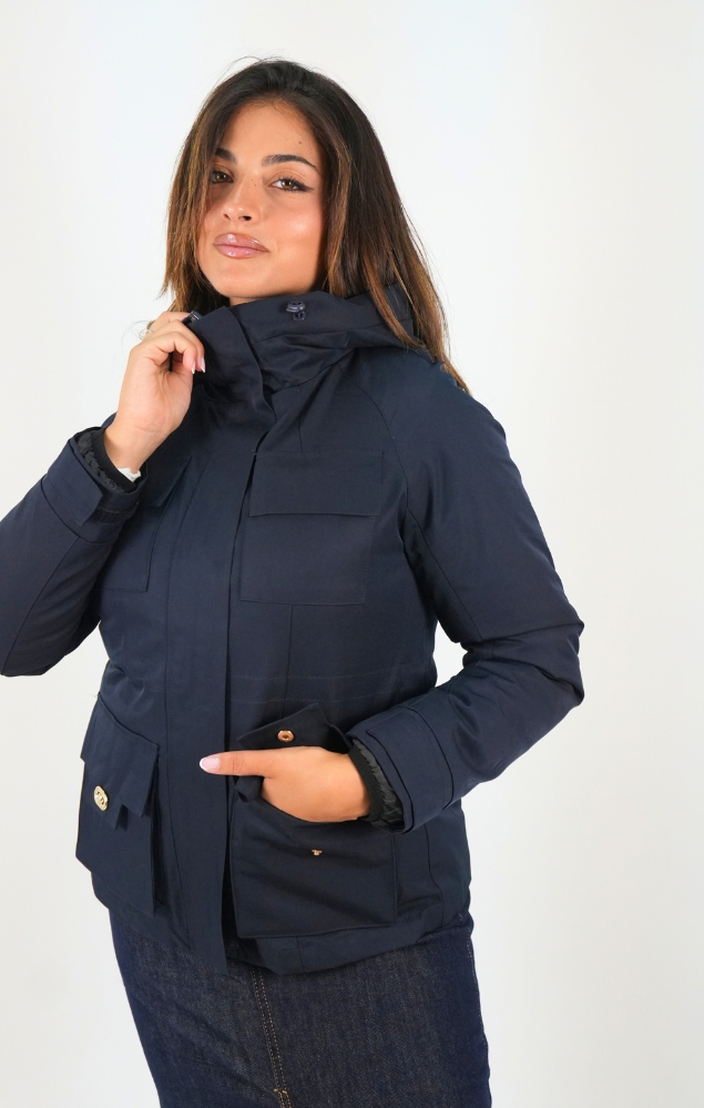 Giubbino double face piumino interno blu