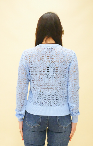 Cardigan traforato azzurro