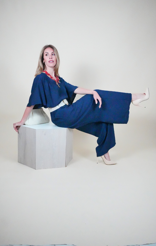 Pantalone palazzo blu