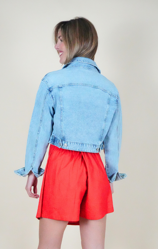 Giubbino Denim Cropped blu