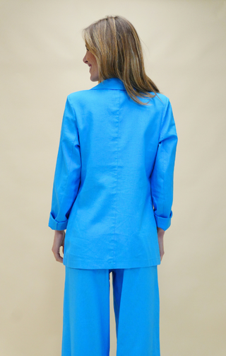 Blazer lino turchese