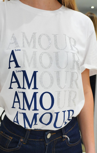 T-shirt stampa “AMOUR” bianca