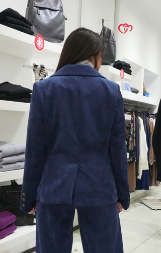 Giacca a coste velluto blu