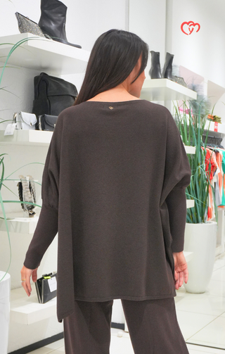 MAGLIA LANA COORDINATO MARRONE