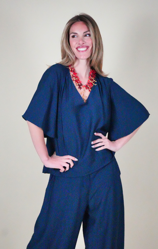 Blusa over con maniche ampie blu