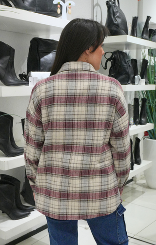 Camicia quadri bordeaux