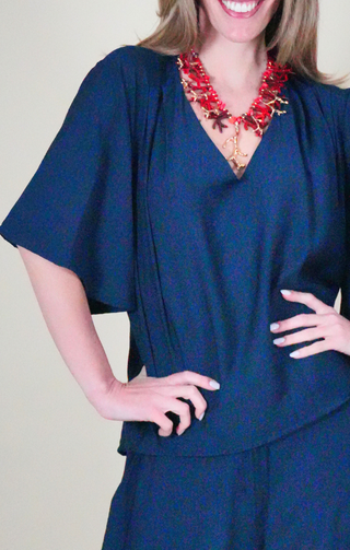 Blusa over con maniche ampie blu