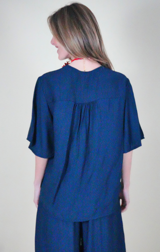 Blusa over con maniche ampie blu