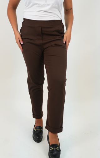 Pantalone in punto milano marrone
