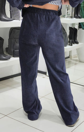 Pantalone relax chic coordinato blu