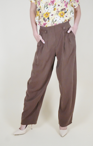 Pantalone Soft vita alta marrone