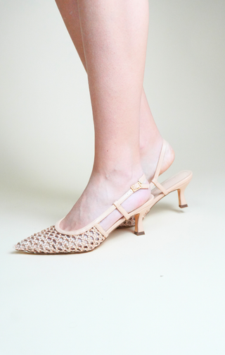 Décolleté slingback intrecciato beige