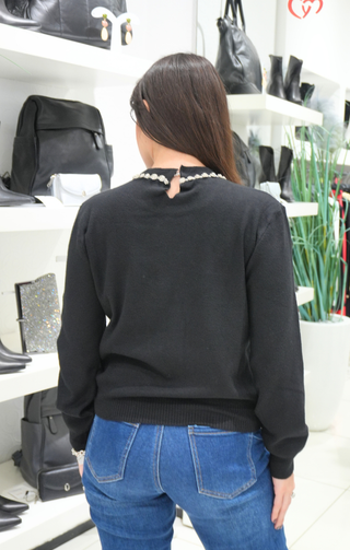 Maglia con strass nero