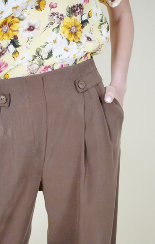 Pantalone Soft vita alta marrone