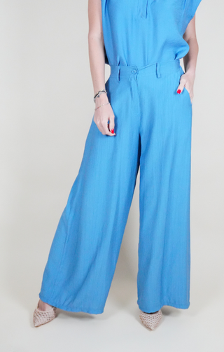 pantaloni palazzo azzurro