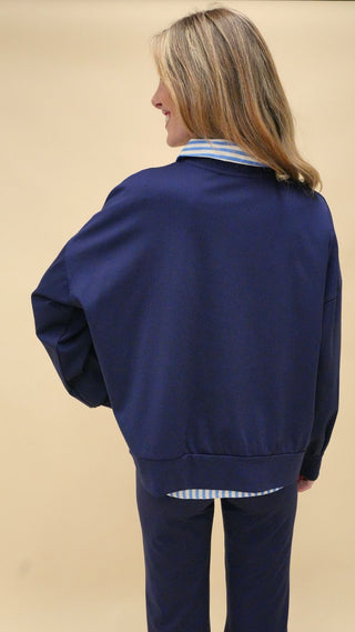 Felpa con ricami blu