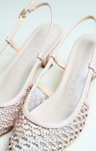 Décolleté slingback intrecciato beige
