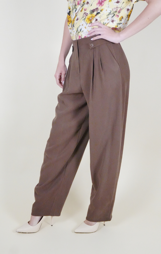 Pantalone Soft vita alta marrone