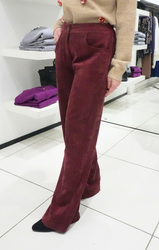 Pantaloni a coste velluto bordeaux