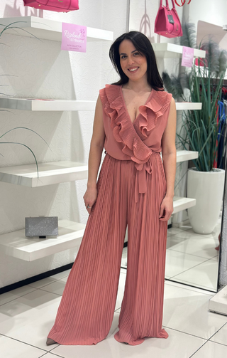 Tuta/vestito con rouches rosa