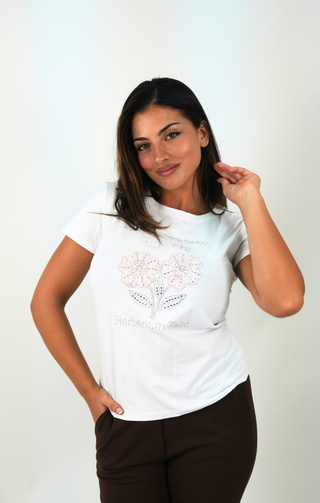 T-shirt flower bianca