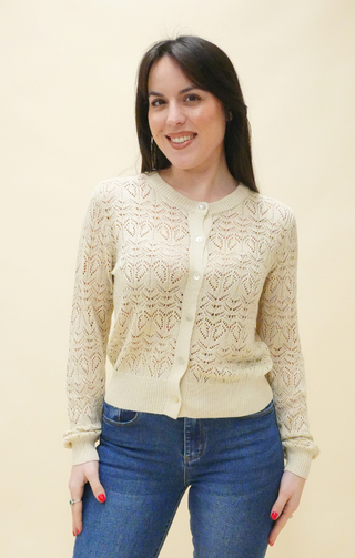 Cardigan traforato beige