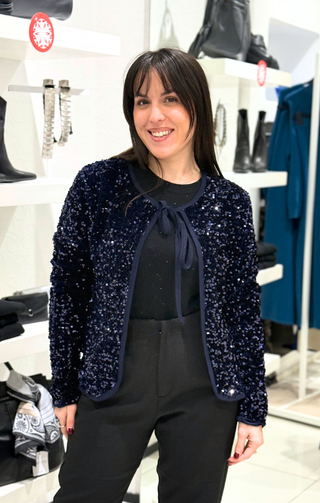 coprispalle in paillettes blu