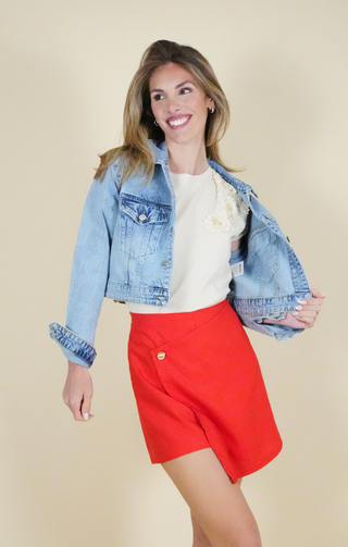 Gonna pantalone lino corallo