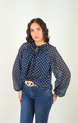 Blusa Pois Chic blu