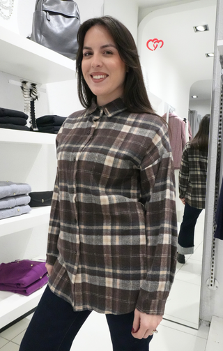 Camicia oversize flanella marrone