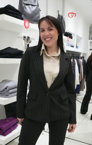 Giacca a righe lurex nera