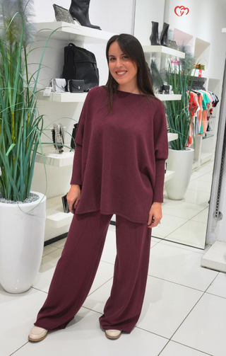 PANTALONE LANA COORDINATO BORDEAUX