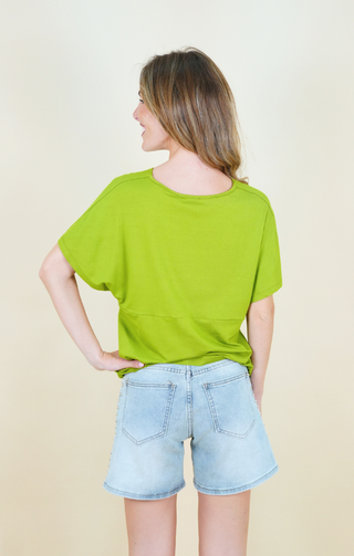 Blusa con scollo V verde oliva