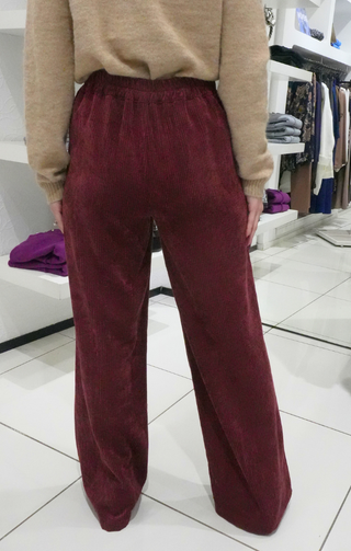 Pantaloni a coste velluto bordeaux