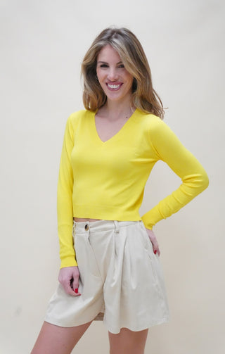 Maglia scollo a V giallo