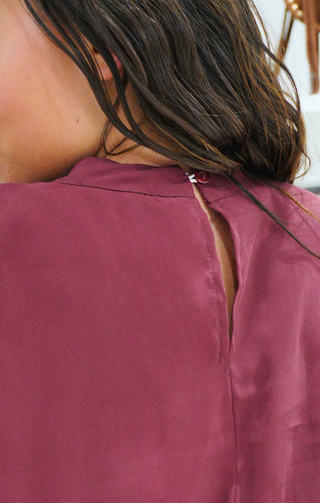 Top giro manica bordeaux