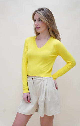 Maglia scollo a V giallo