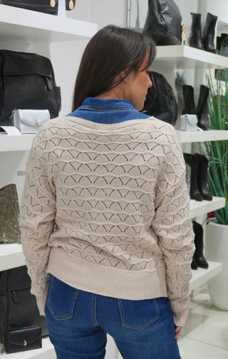 Cardigan traforato beige