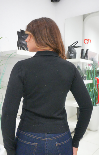 Polo in viscosa nera