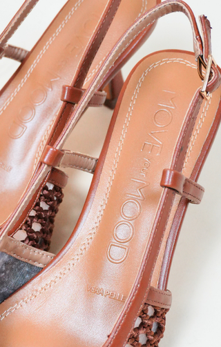 Décolleté slingback intrecciato cuoio