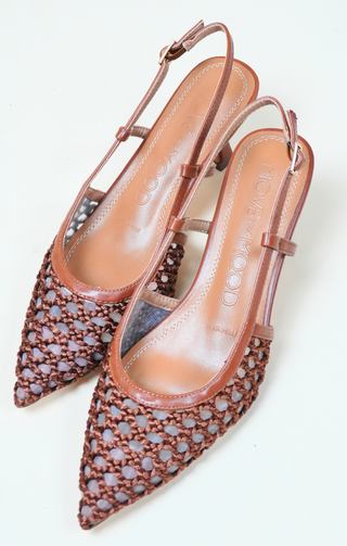 Décolleté slingback intrecciato cuoio