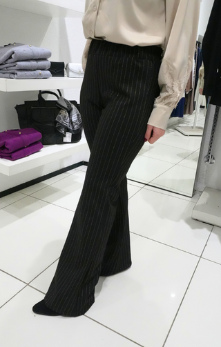 Pantalone gessato in lurex