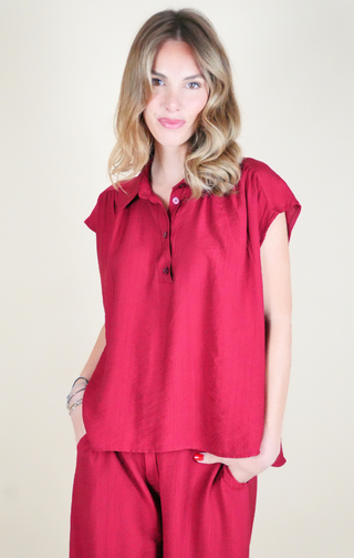 blusa bottoncini rosso