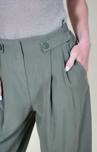 Pantalone Soft vita alta verde militare