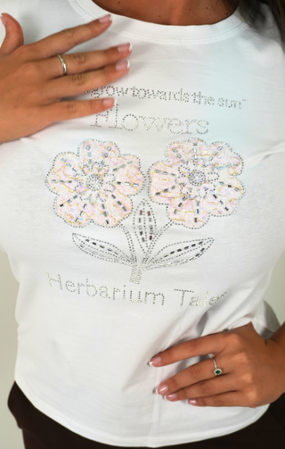 T-shirt flower bianca