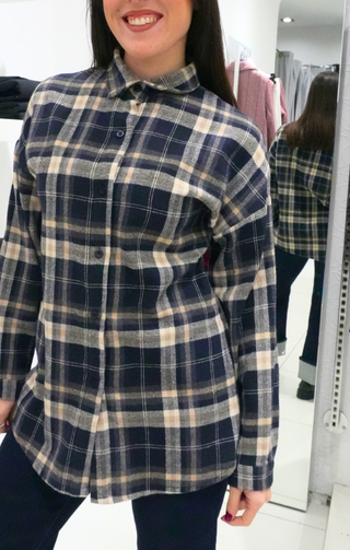 camicia oversize flanella blu
