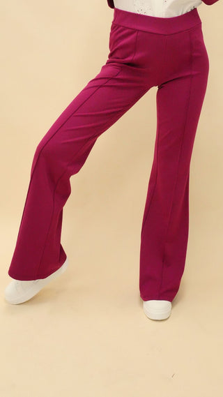 Pantalone con elastico a zampa fragola