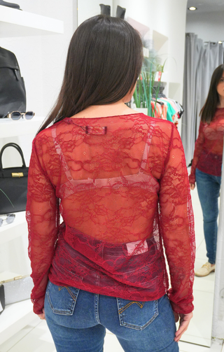 Maglia di pizzo bordeaux