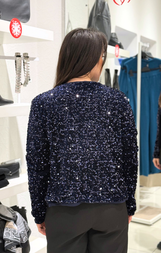 coprispalle in paillettes blu