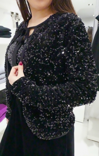 coprispalle in paillettes nero